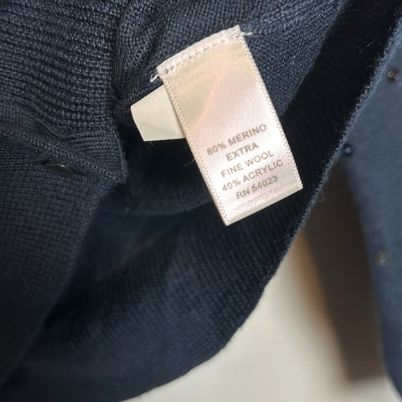 Banana Republic Navy Merino Wool Sequin Cardigan size M- like new - Picture 7 of 12